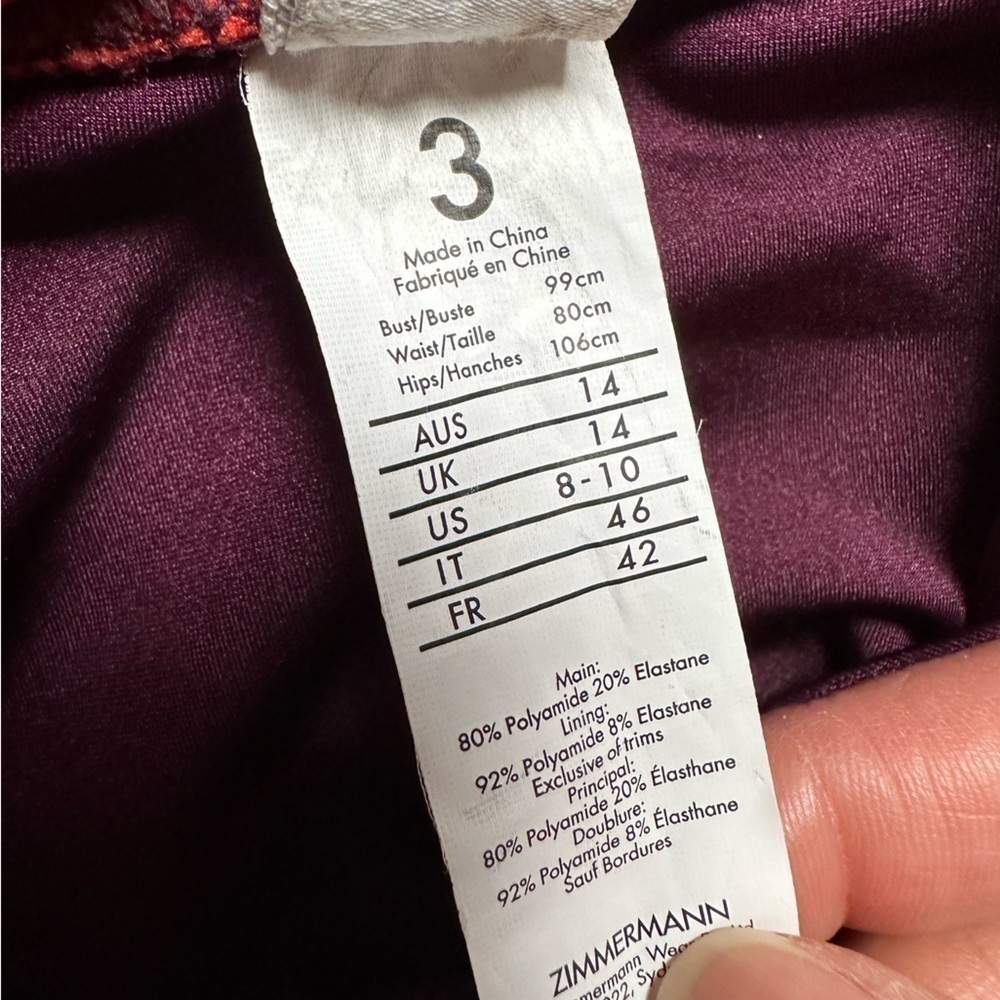 Zimmermann Purple Color blocked Bikini Bottom High Cut & High Waist Lycra 8-10 - Picture 4 of 7